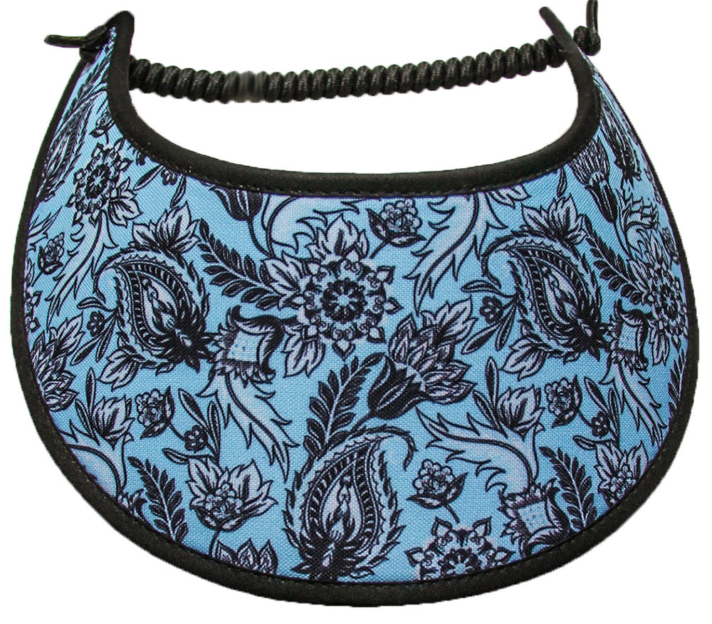 Foam sun visor with paisleys on aqua