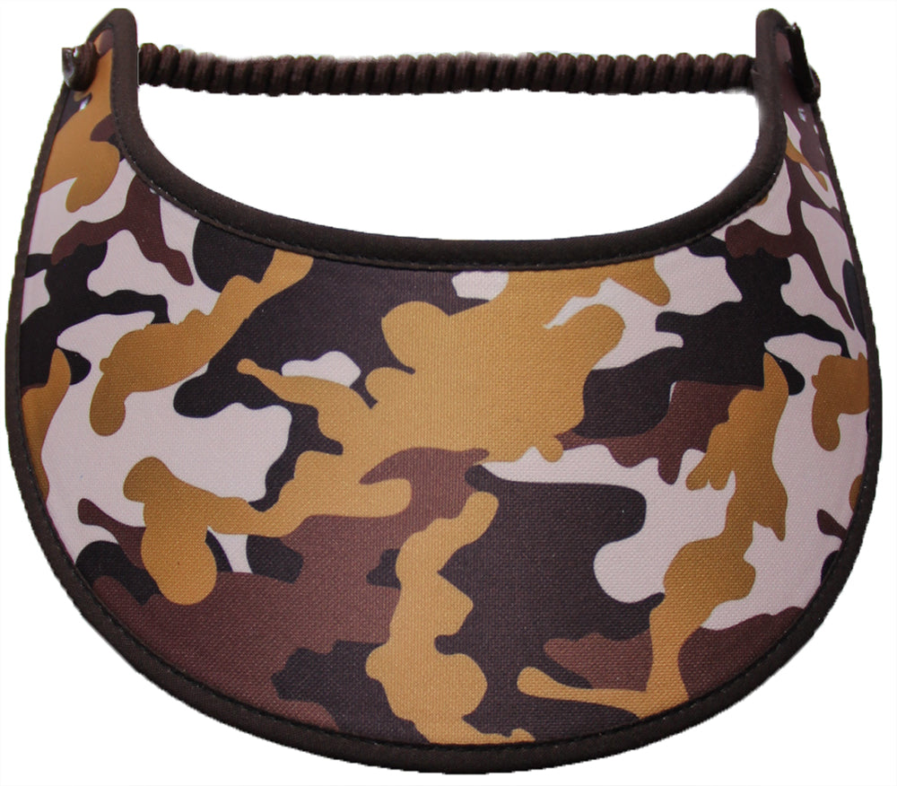 Ladies camo sun visor in shades brown & tan
