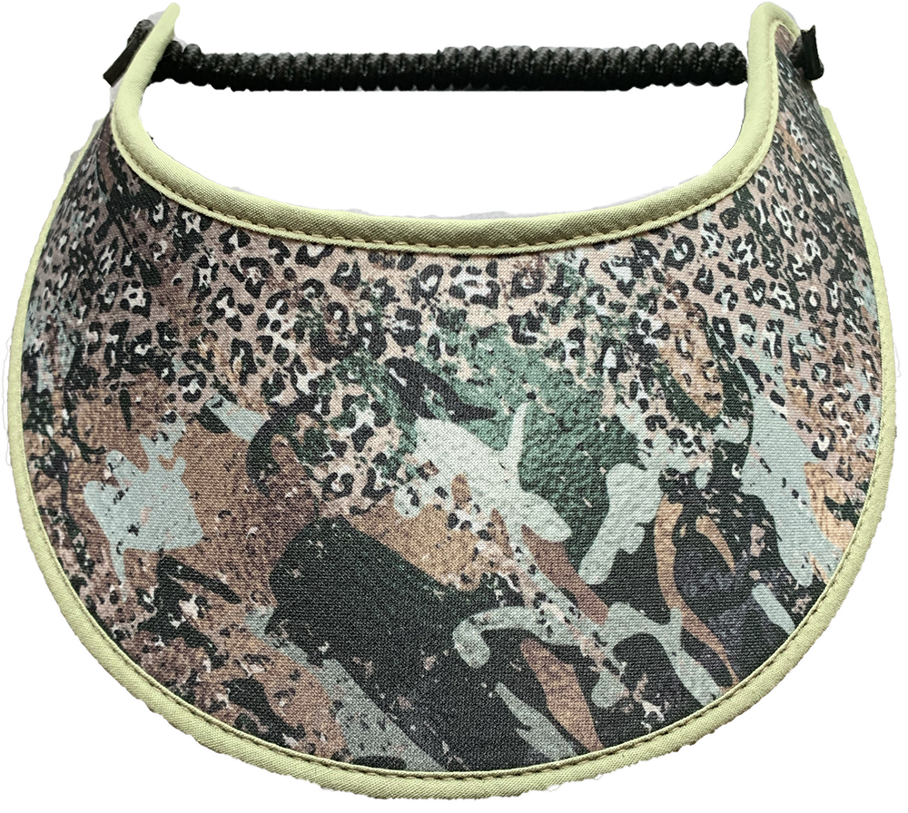 M709 Sun Visor with Leopard Design Mixed with Sage Green Camouflage