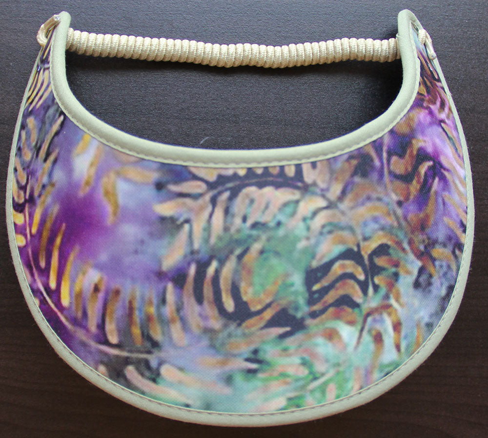 SUN VISOR VINES OVER PURPLE AND GREEN BACKGROUND