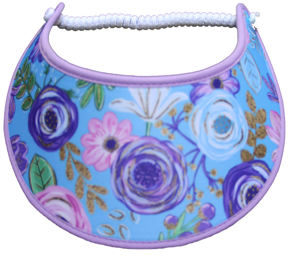 N026 Pastel Flowers on Blue Sun Visor