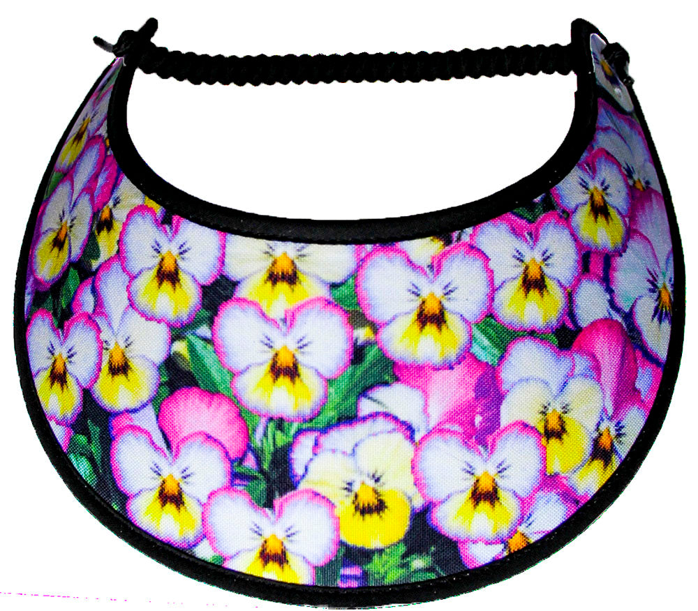 Ladies foam sun visor with pink & yellow on black