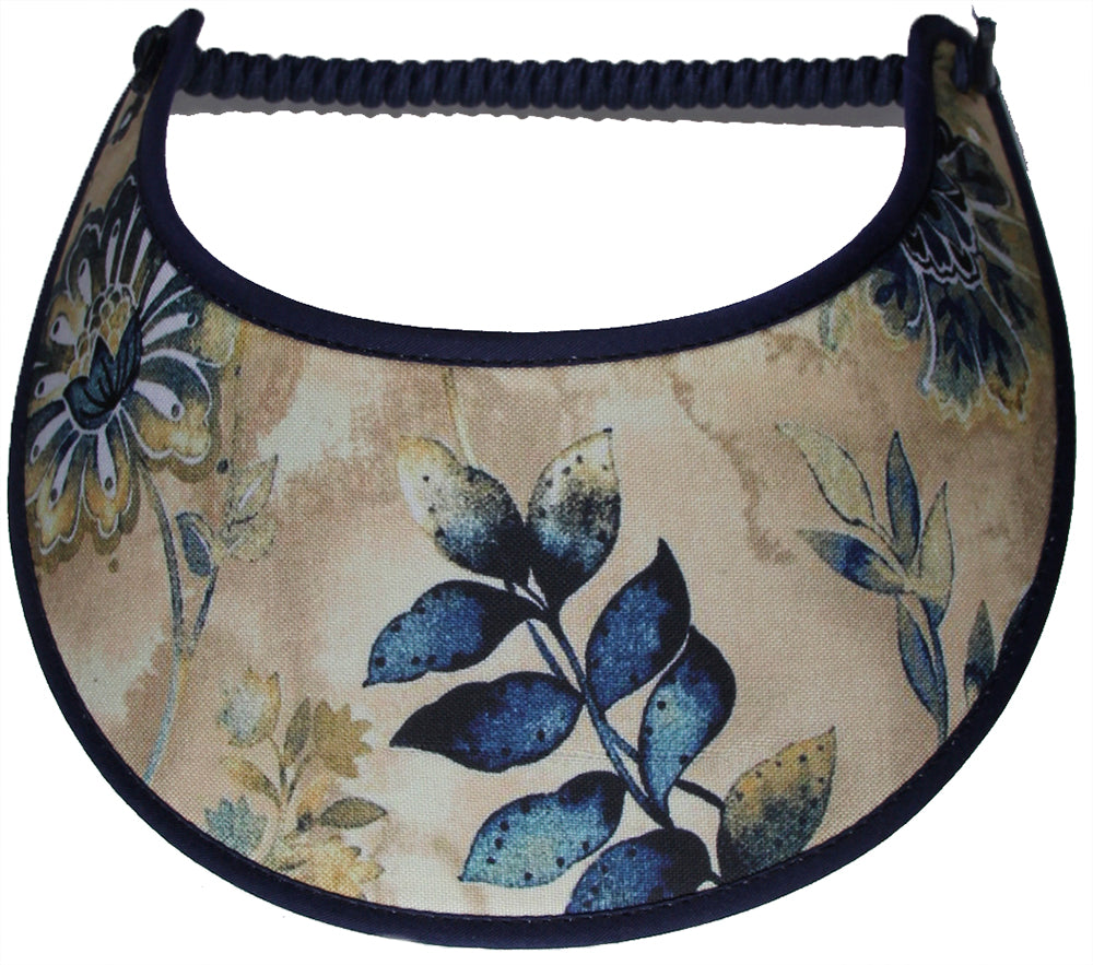 Foam sun visor with flowers and leaves on tan