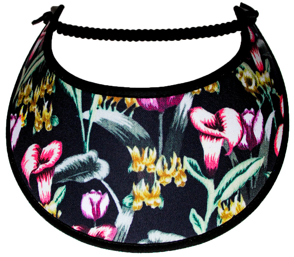 Ladies foam sun visor with calla lilies on black