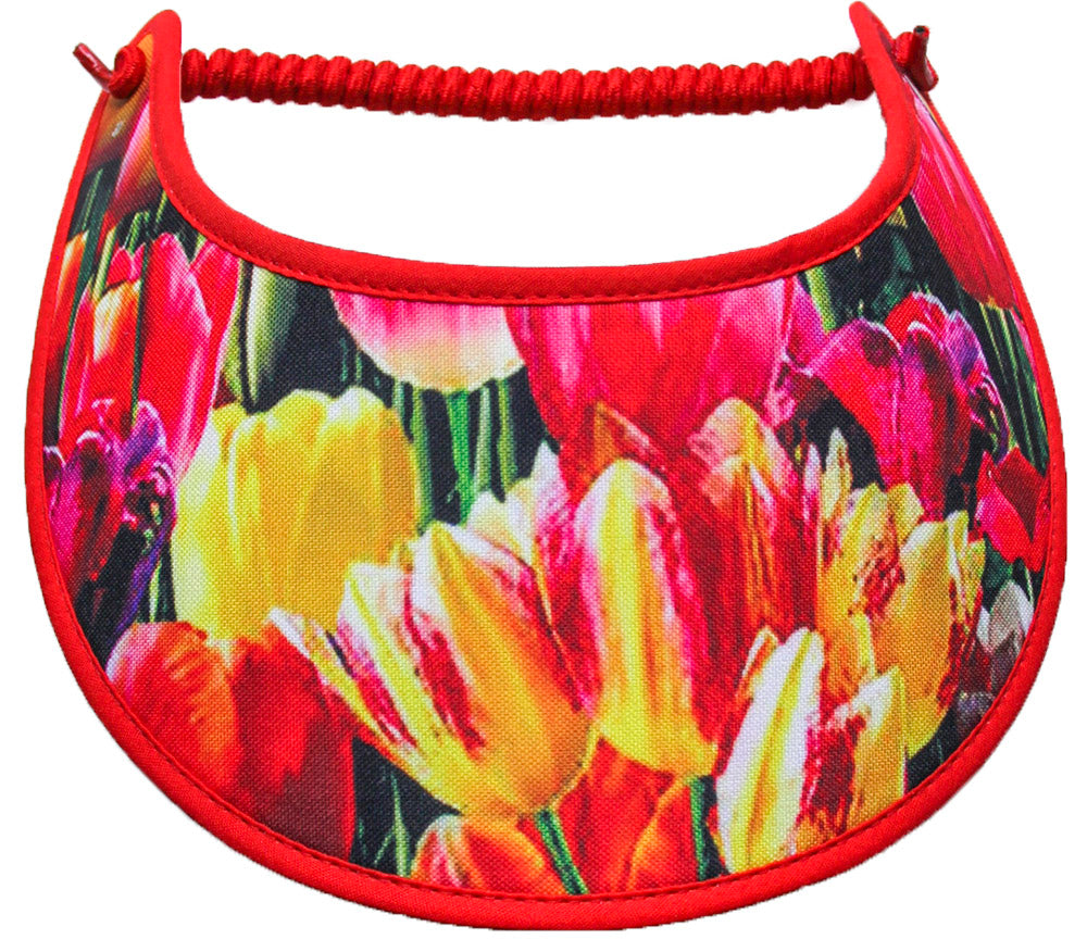 Foam sun visor with red & yellow tulips