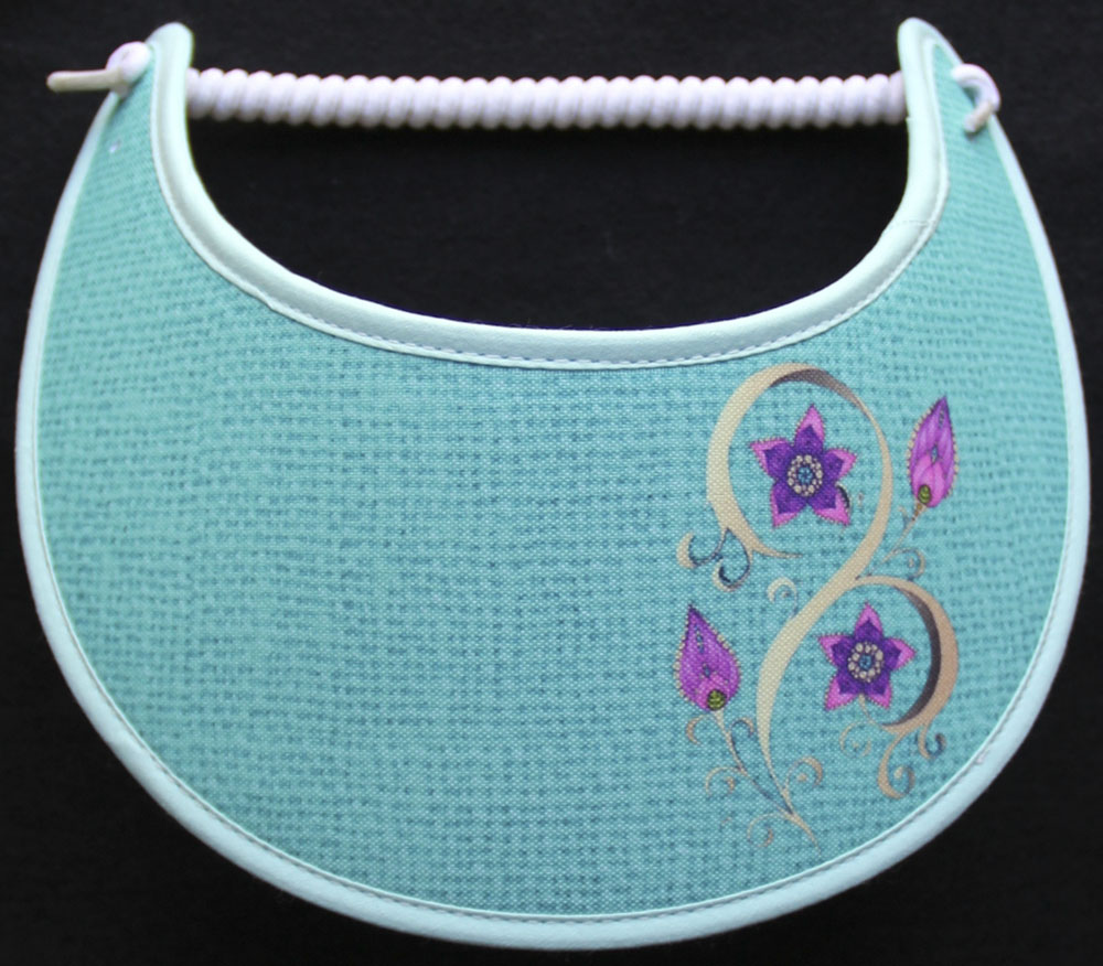 Foam sun visor with flower motif on aqua