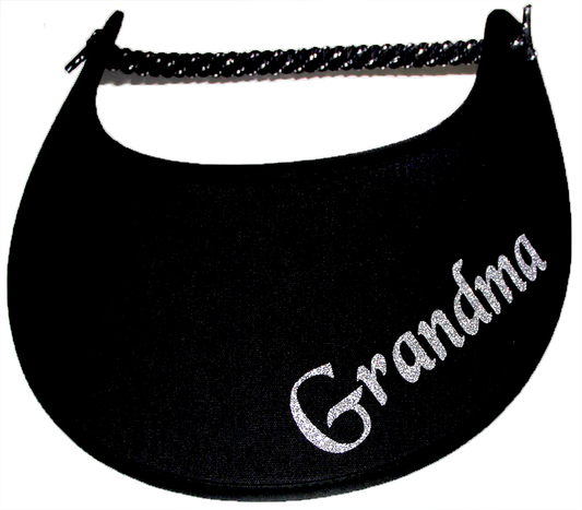 Foam sun visor with Grandma nickname Grandma in silver bling