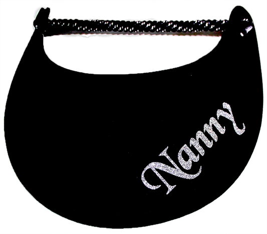Foam sun visor with with Grandma nickname Nanny in silver bling