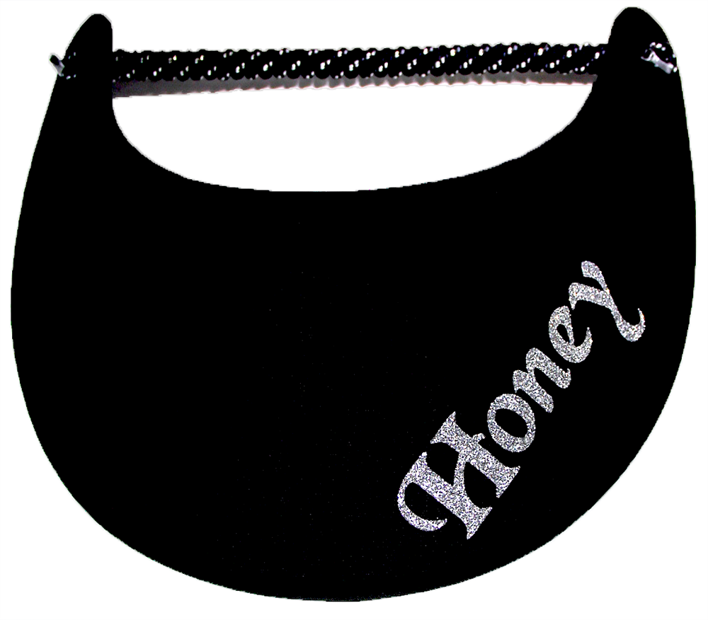 Foam sun visor with with Grandma nickname Honey in silver bling