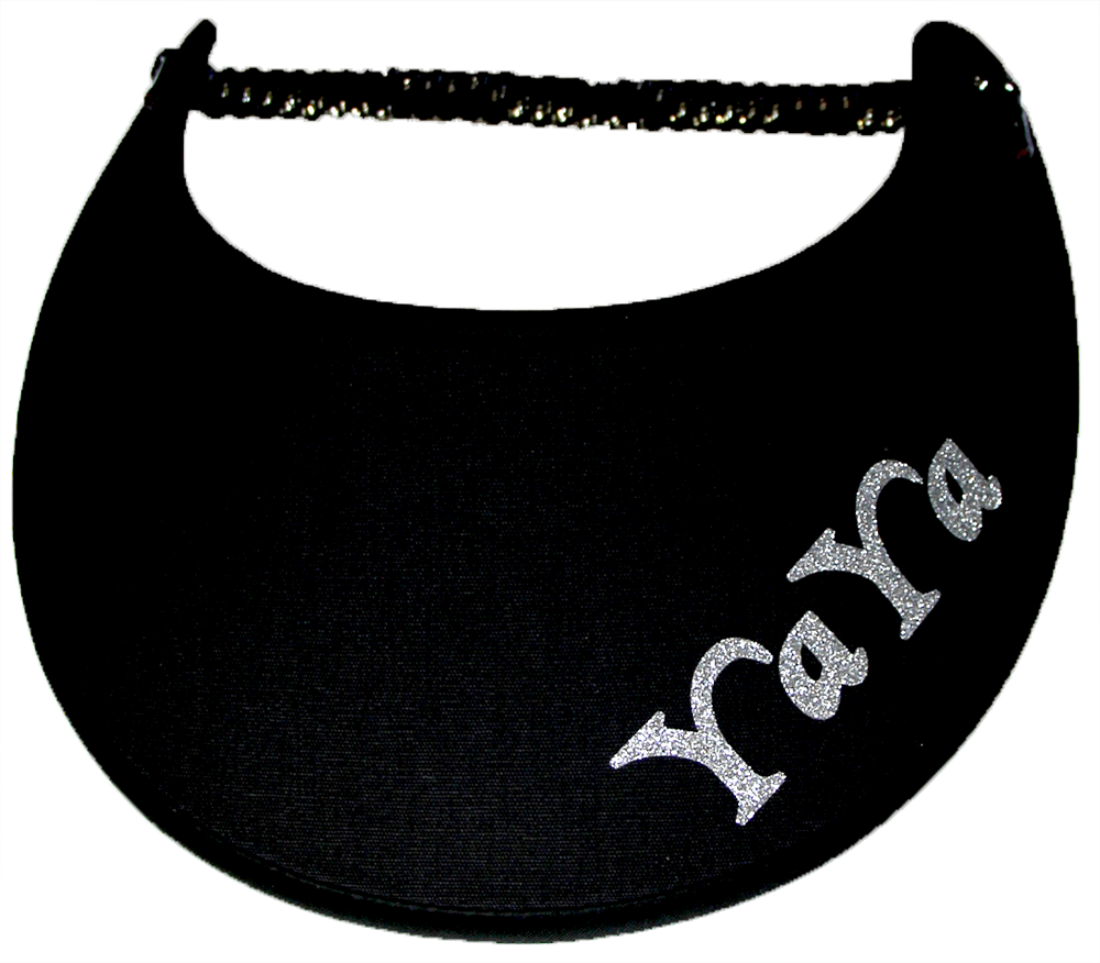 Foam sun visor with with Grandma nickname YAYA in silver bling: