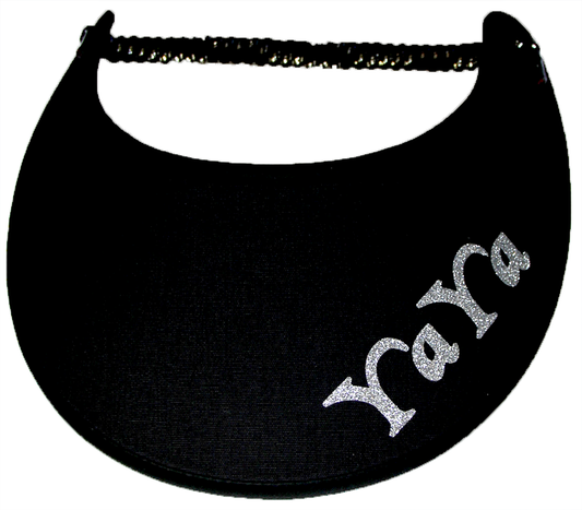 Foam sun visor with with Grandma nickname YAYA in silver bling: