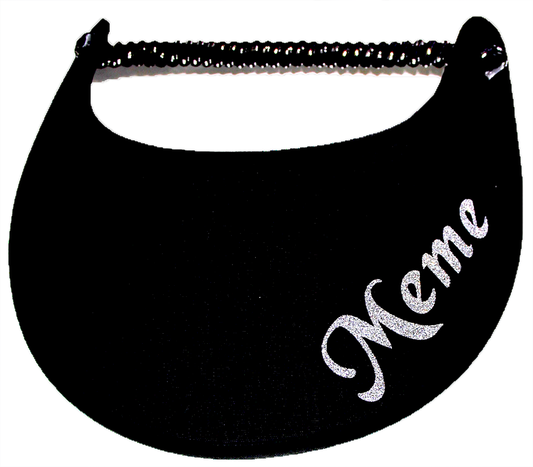 Foam sun visor with Grandma nickname Meme in silver: