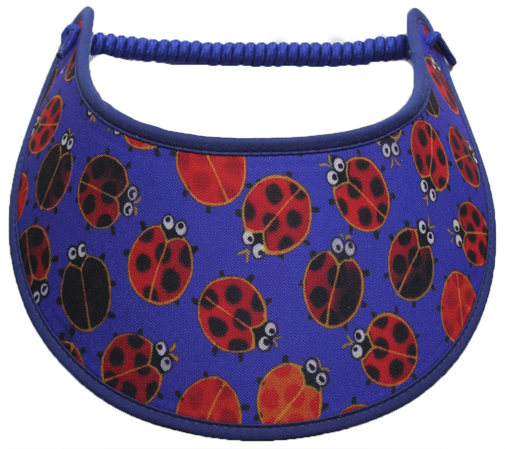 Foam sun visor with ladybugs on deep blue