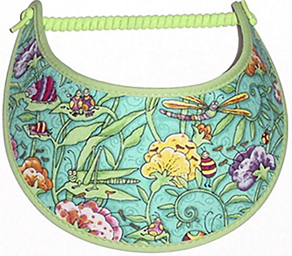 Foam sun visor with dragonflies, grasshopper & flowers