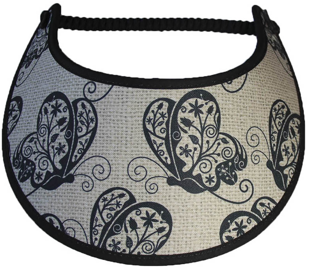 Foam sun visor with fancy butterflies on tan