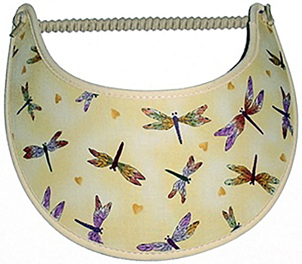 Foam sun visor with dragonflies on tan