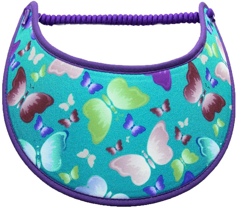 Foam sun visor with butterflies on teal