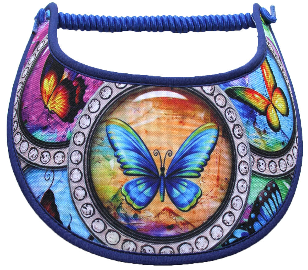 O071 Sun Visor with Individual Butterflies that are Beautifully Framed