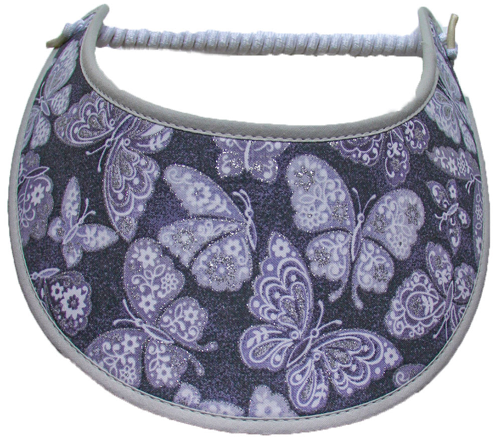 Butterflies trimmed in metallic silver on gray