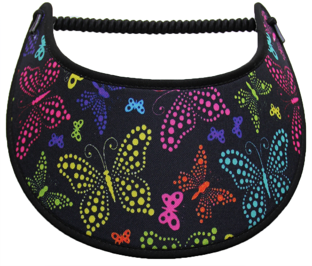 Foam sun visor with colorful dot butterflies