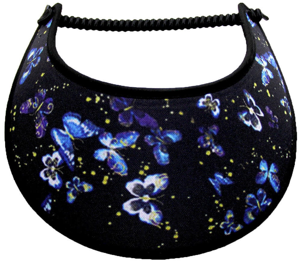 Black Sun Visor with Butterfly Design All Over