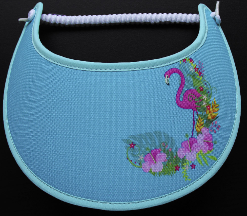 Foam sun visor with a single flamingo on the side