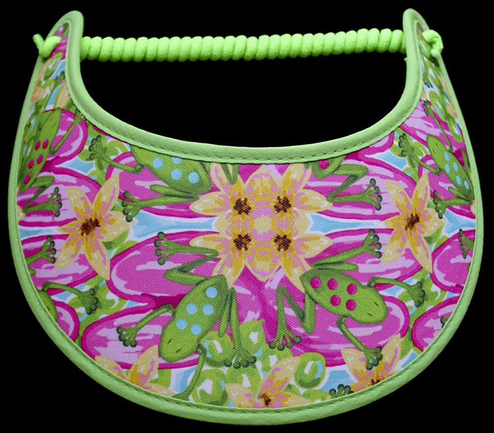 Ladies foam sun visor with frogs and flowers: