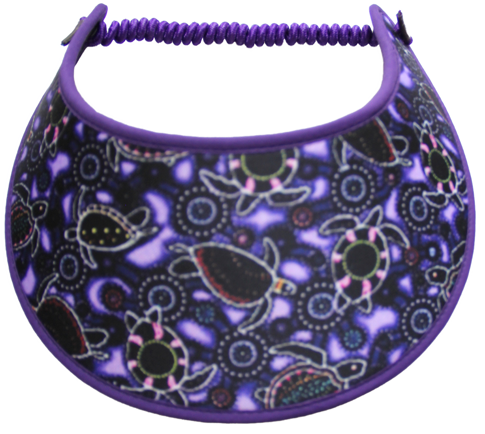TURTLES ON DARK PURPLE BACKGROUND...EDGES TRIMMED WITH PURPLE FABRIC