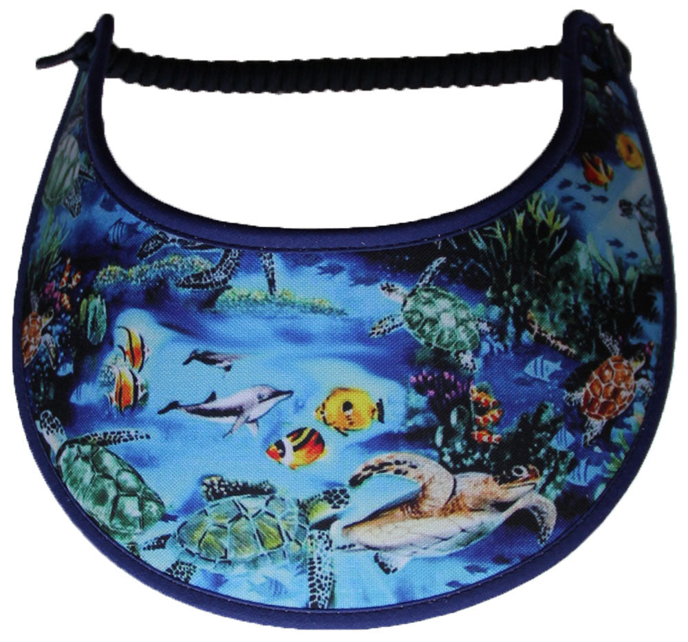 Foam sun visor with turtles and fish.