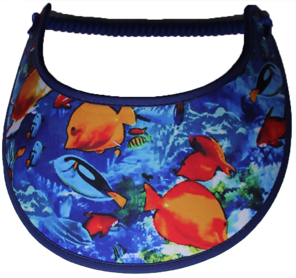 Foam sun visor with bright colored fish.