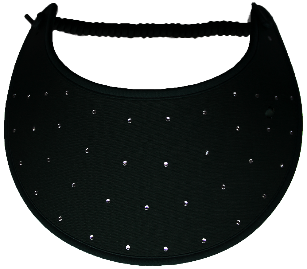 Foam sun visor with rhinestones on black