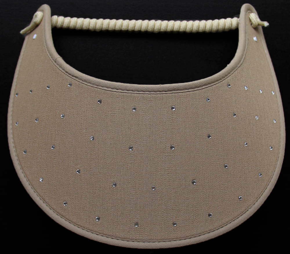 Foam sun visor with rhinestones on tan: