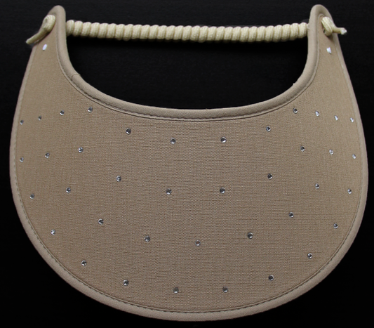Foam sun visor with rhinestones on tan: