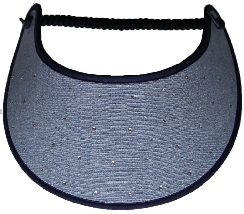 Rhinestones on Light Blue Denim Sun Visor