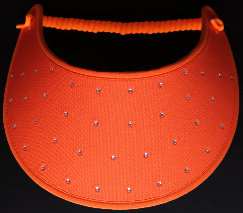 Foam sun visor with rhinestones on orange