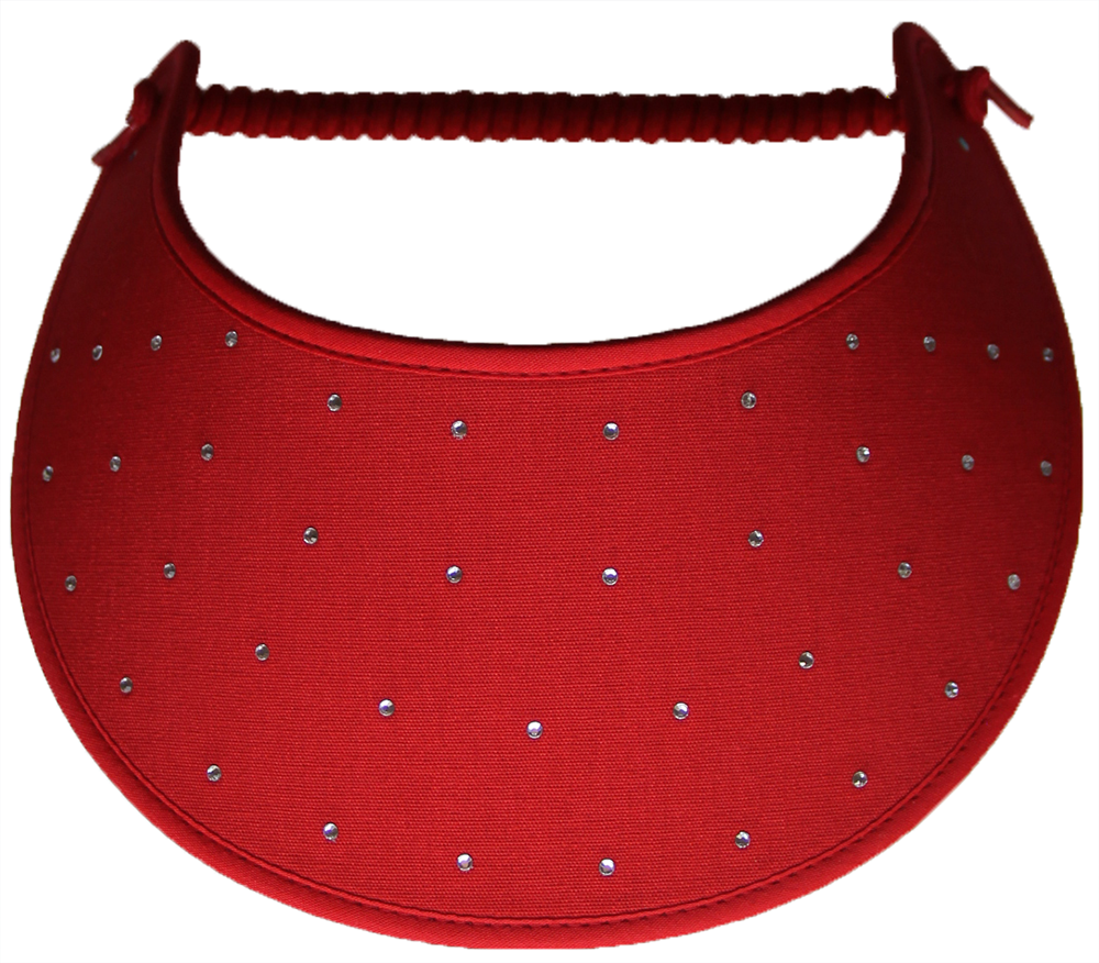 Foam sun visor with rhinestones on red