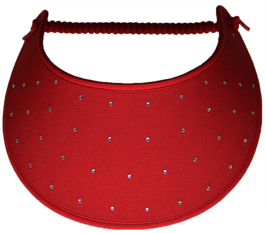 Foam sun visor with rhinestones on red
