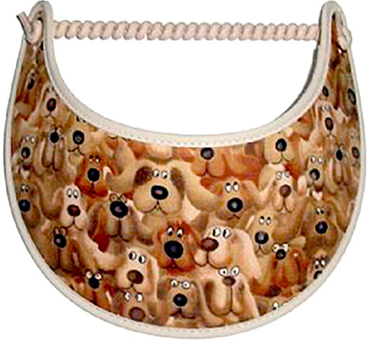 Foam sun visor with dogs in shades of brown