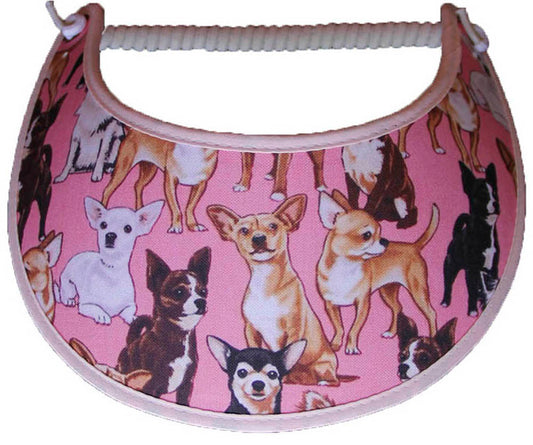 Foam sun visor with Chihuahuas on pink