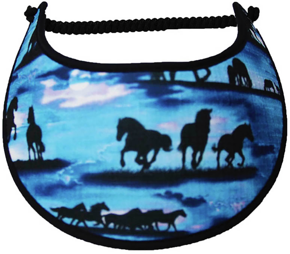 TH095 Midnight Sun Visor Featuring Horses Playing