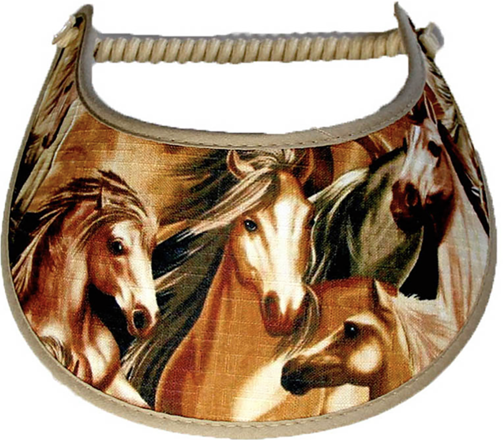 Ladies sun visor with horses in shade of brown