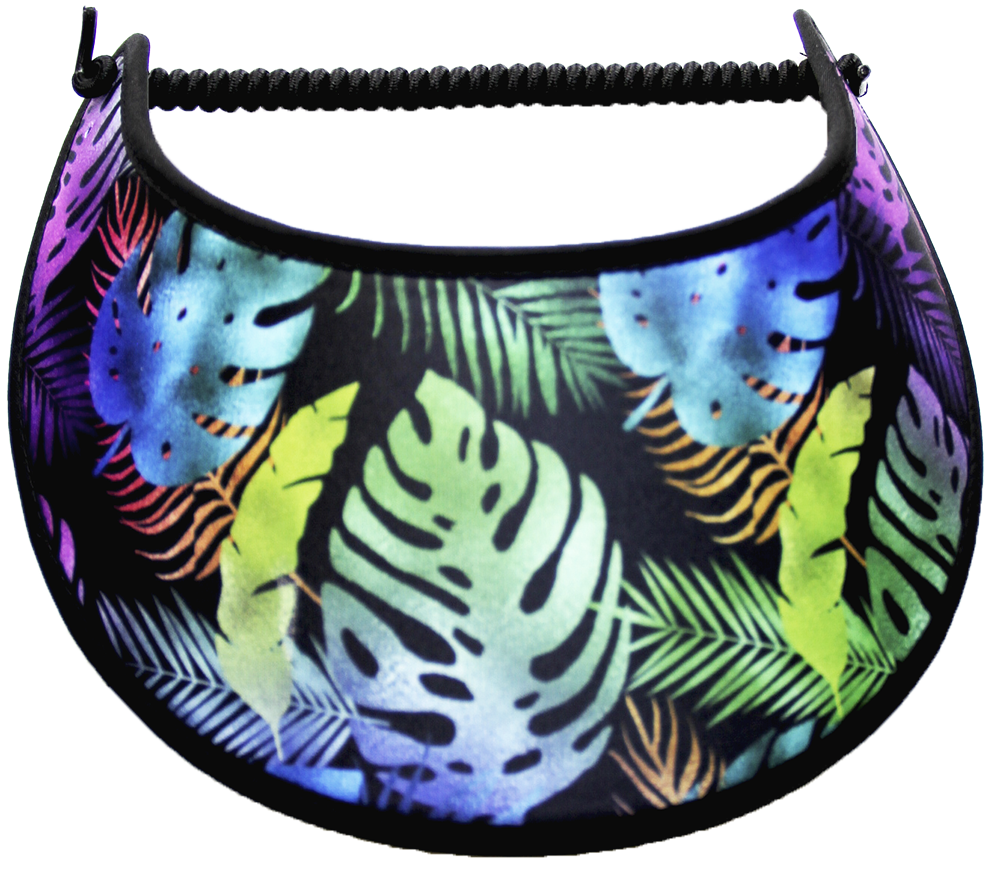 Foam Sun Visor with Multicolored leaves on black