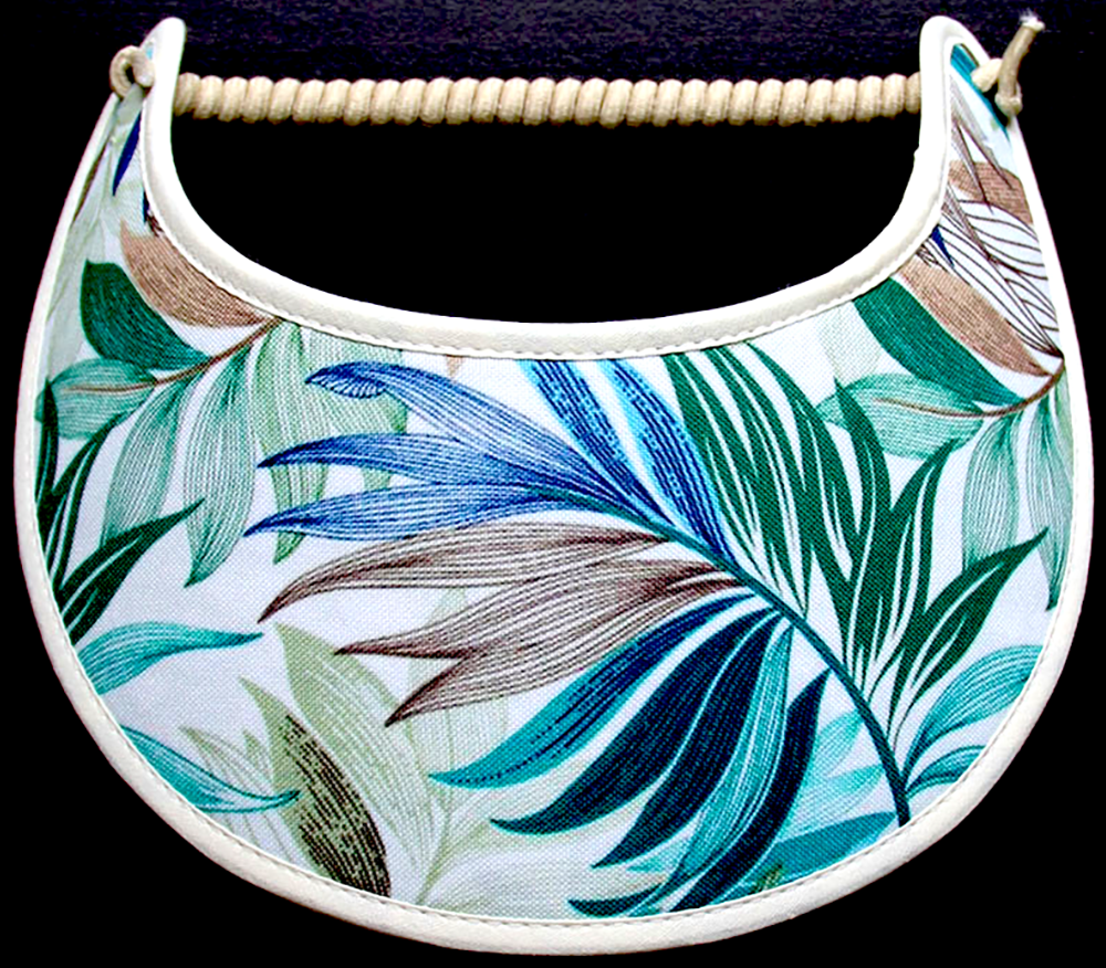Ladies sun visor with teal, green and beige foliage