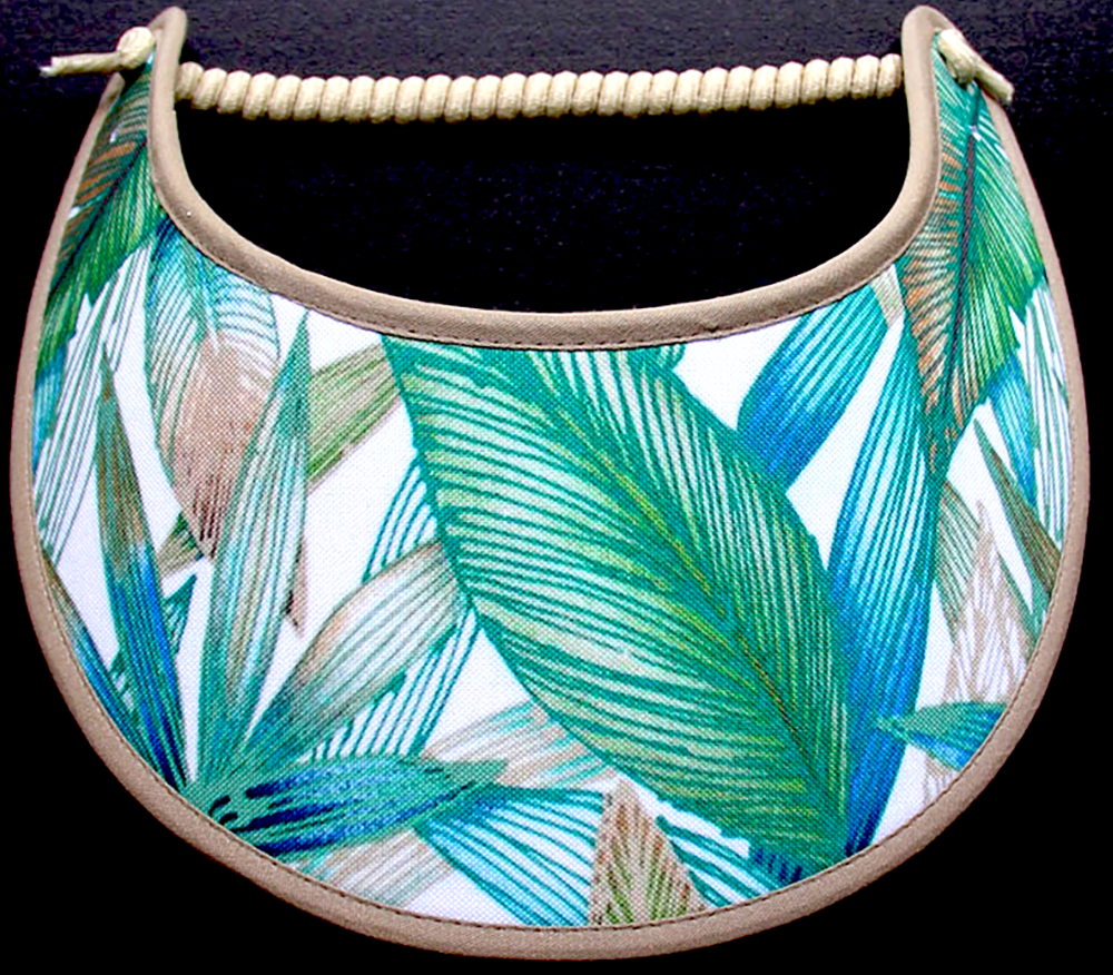 Ladies sun visor with teal, green and beige foliage