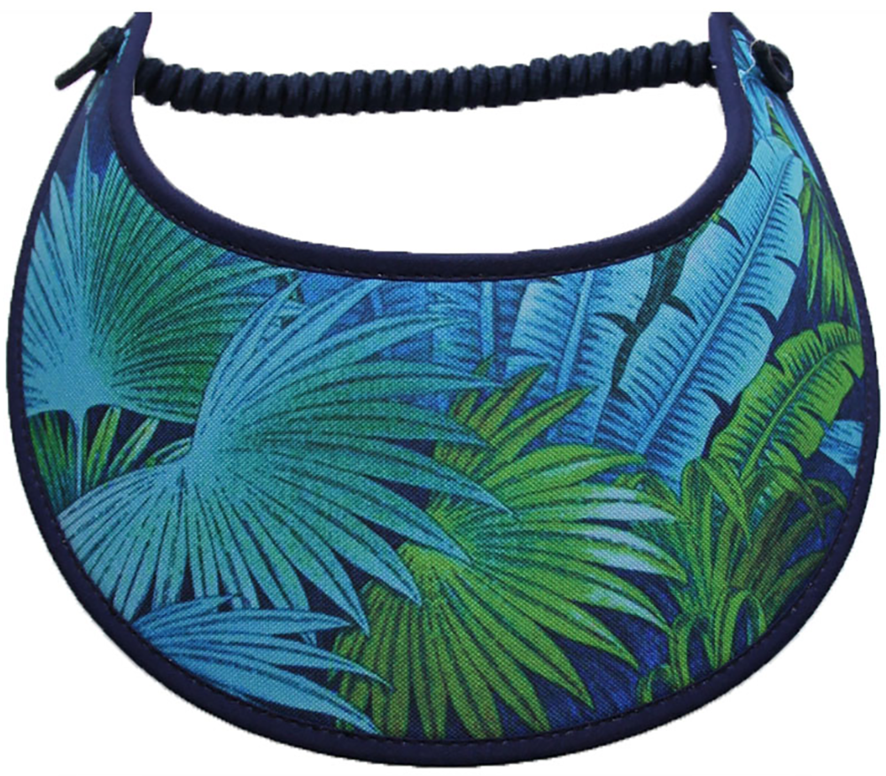 Ladies sun visor with tropical foliage