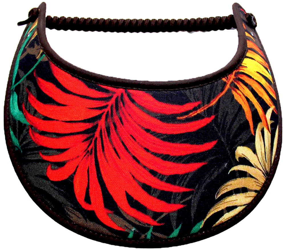 Ladies sun visor with tropical foliage