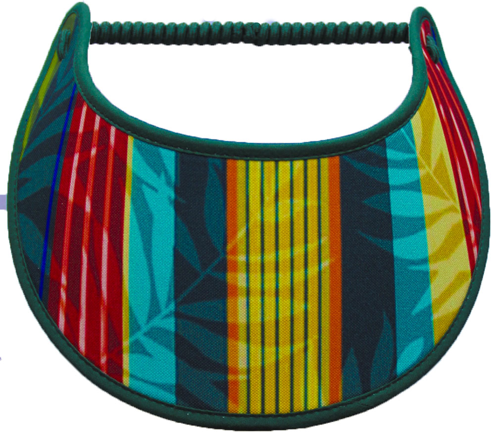 Foam sun visor with muted leaves on stripes