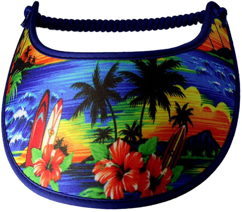 Ladies sun visor with beautiful tropical scene