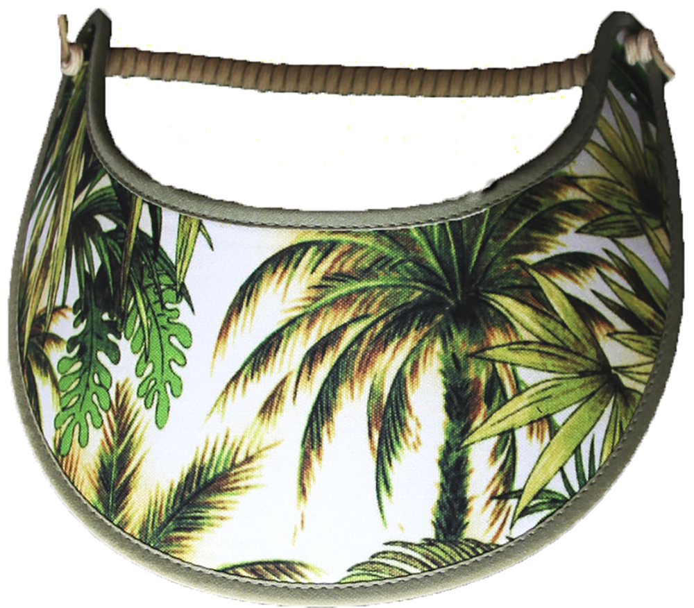 Ladies sun visor with palm trees and leaves