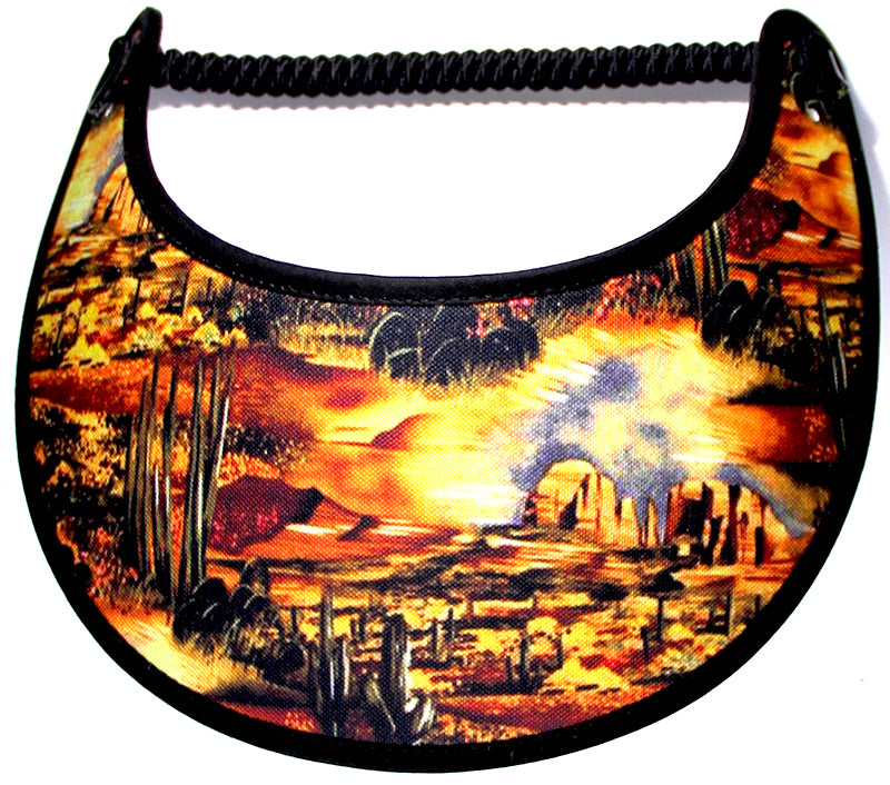 Ladies sun visor with desert scene.